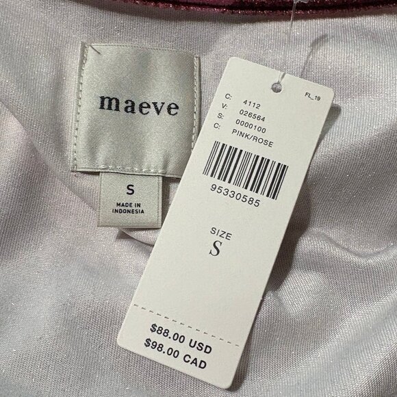 NWT MAEVE Babydoll Pink Top Velvet Size Small - Picture 4 of 12